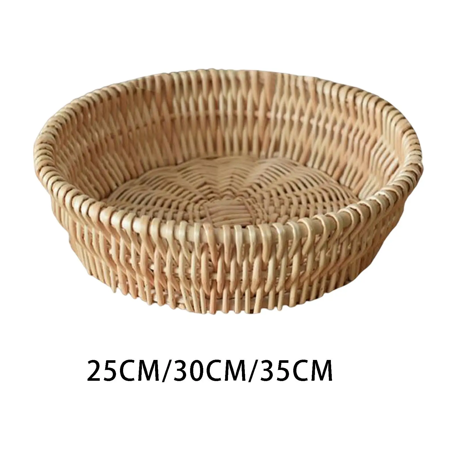 Hand Woven Fruit Storage Basket Wicker Bread Basket Container Bread Basket Vegetable Basket for Kitchen Hotel Shelf Decoration