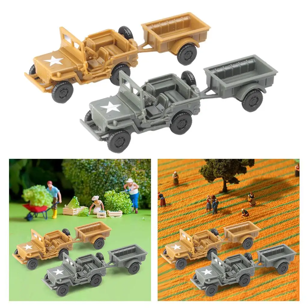 2Pc Plastic 4D Assembly Model 1/72 Truck with Trailer Sand Table Keepsake