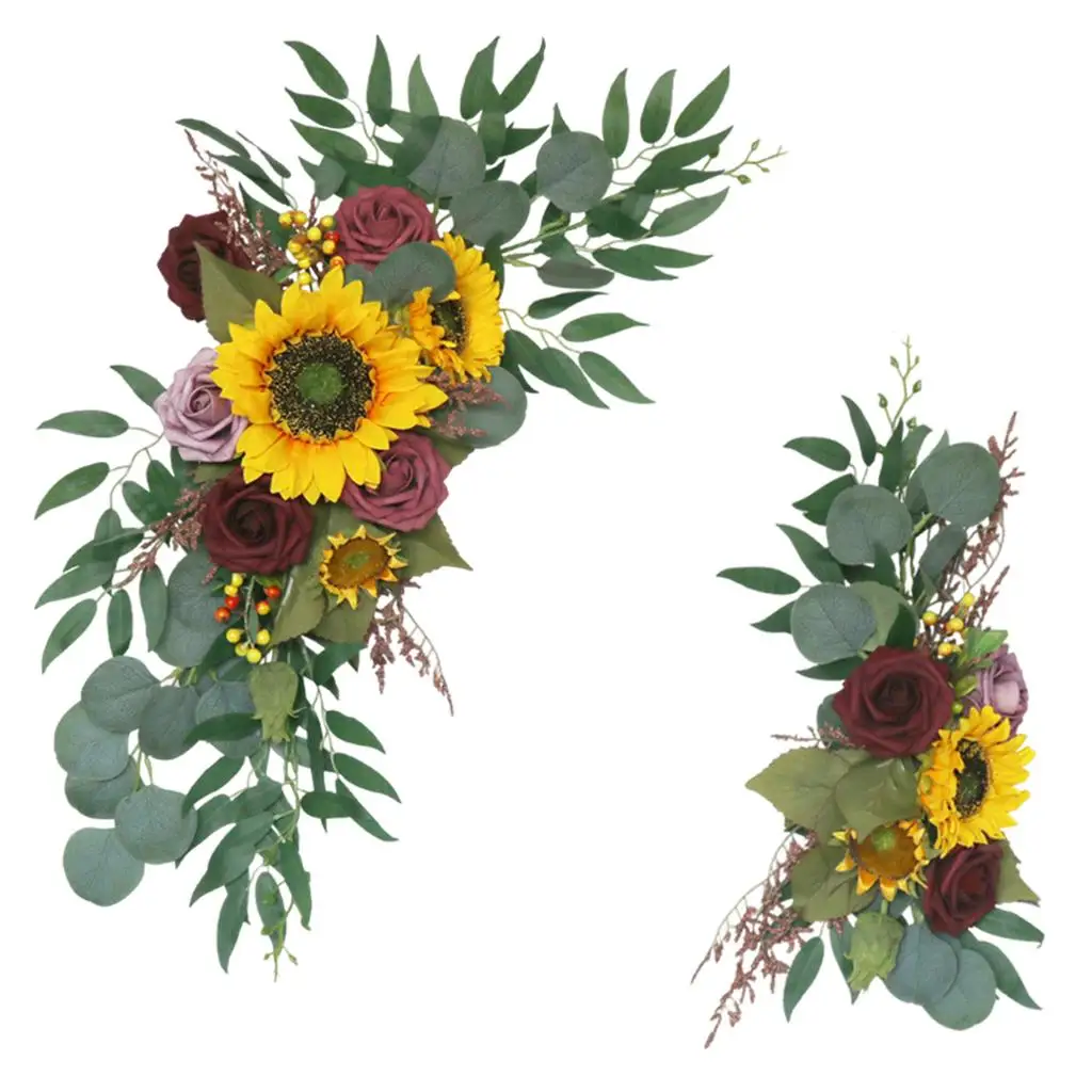 2pcs Wedding Arch Flowers Kit Sunflowers Rustic Decoration for Wall Reception Lintel