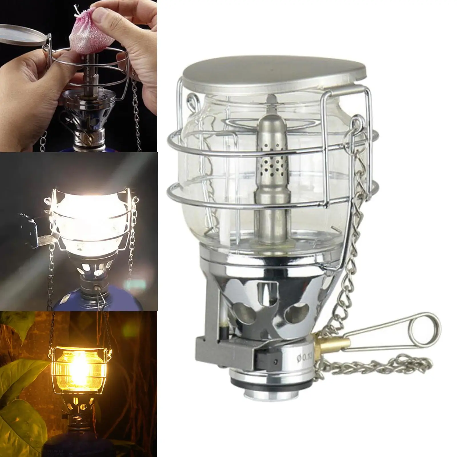 Mini Camping Gas Lantern Hiking Lamp Outdoor Piezo Ignition Light Equipment