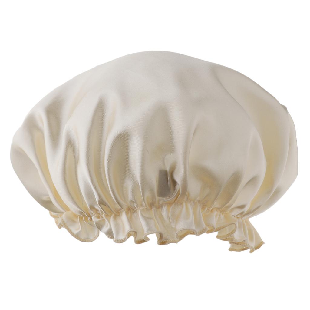 Women's Satin Silky Bonnet Premium Elastic Band Hair Loss Sleep Waterproof Shower Headwrap Chemo Hat Soild Color Nightcap