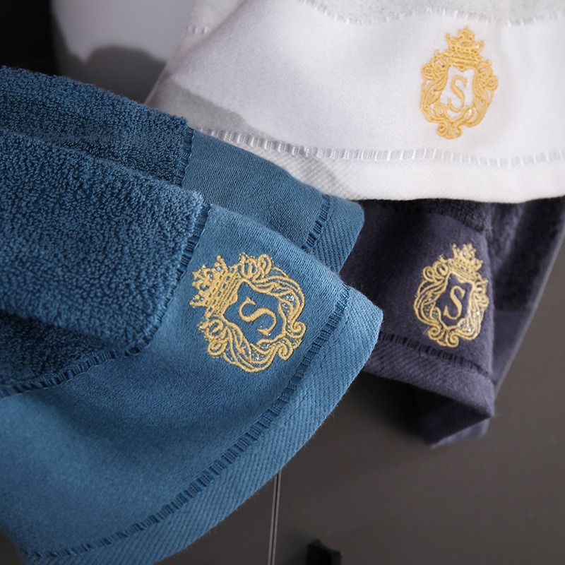 Description Picture 5 of itemBamboo Bathroom Soft Hand Towels Sets White Blue Pink Grey Embroidered Luxury Adult Kids Towel Set 34x74cm