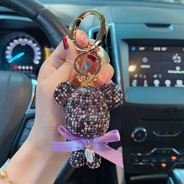 Luxury Car KeyChains - Minnie/Bear Keychain with Pom Pom - USA