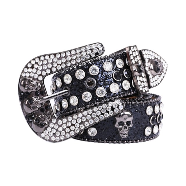 Capo Pelle Women's Rhinestone Buckle Belt