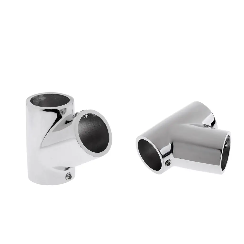 2 Pieces Boat Hand Rail 60 Degree Tee Fittings - 316 Marine Stainless Steel