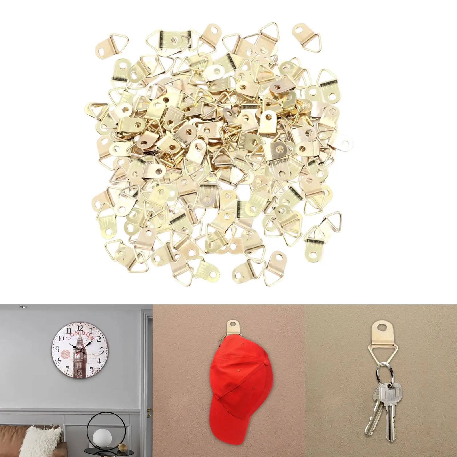 1000Pcs Triangle D-Rings Photo Frame Hangers Heavy Duty Art Work Oil Painting Hanging Hooks Fixing Fasteners Hardware