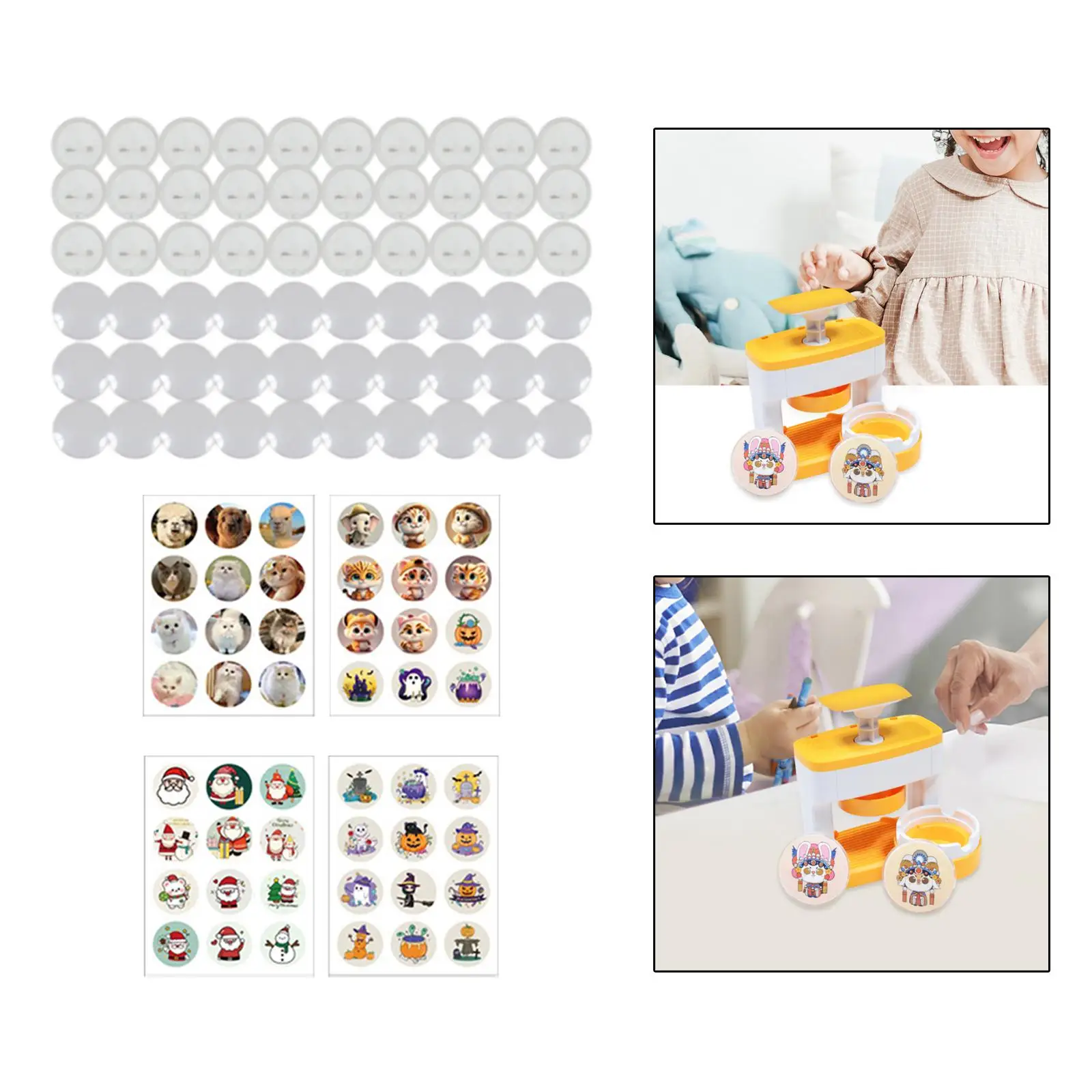 Button Badge Machine Durable Lightweight Starter Sets Interchangeable Button Maker Crafts for Children Boys Interactive Toys