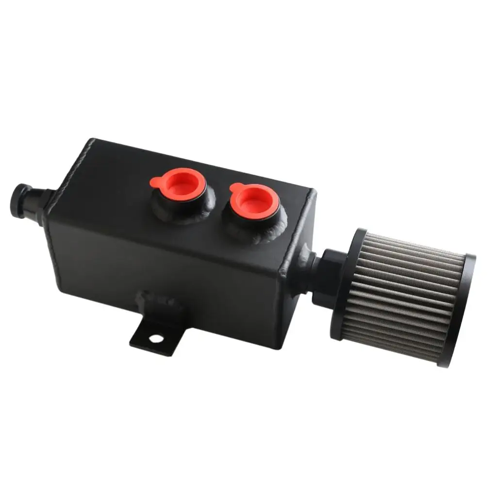 1L Aluminum Oil Can Tank with Breather Air Filter Drain Tap Black