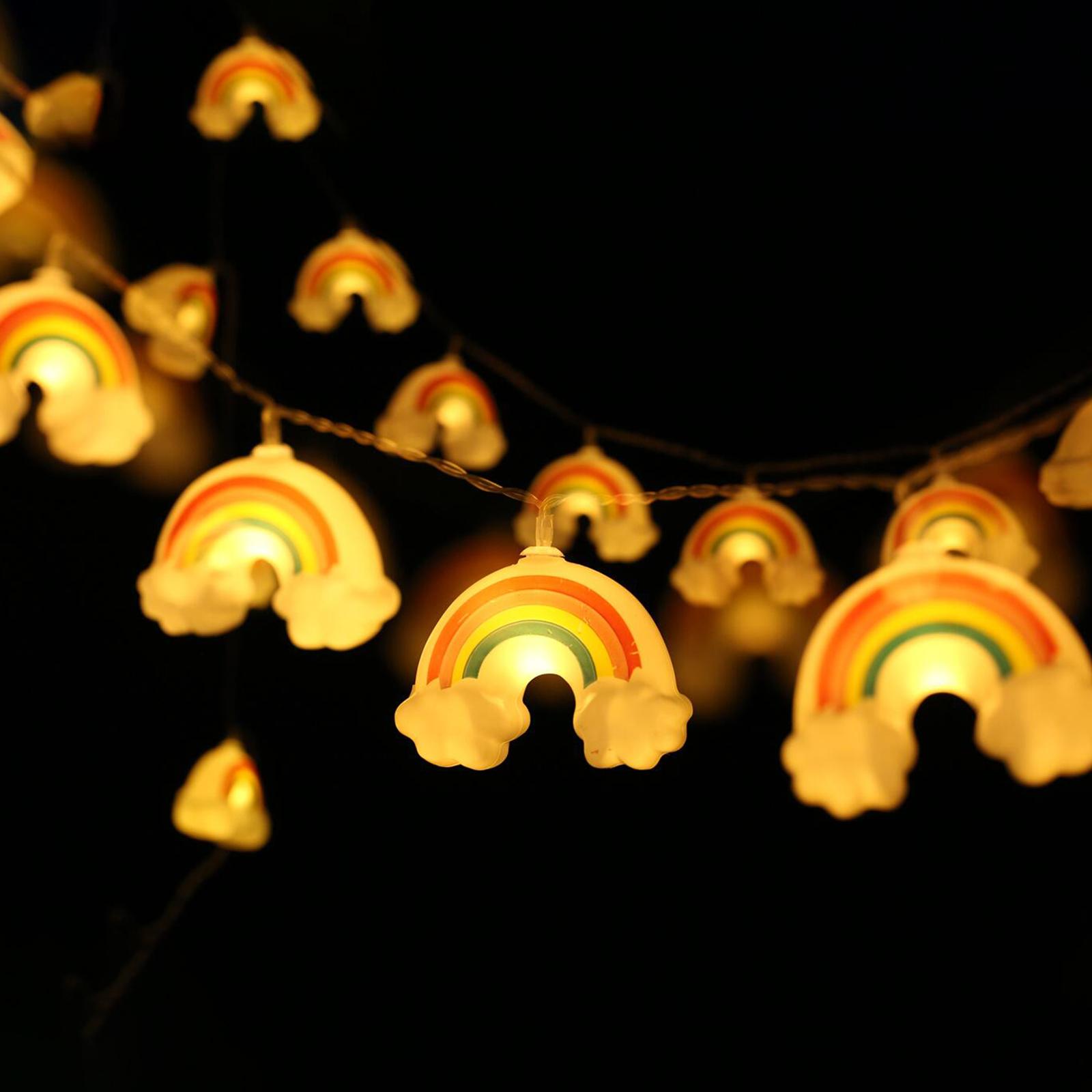 LED Rainbow String Lights Fairy Lights Hawaiian Tropical Beach Themed Lamp for Birthday Outdoor Yard Window Farmhouse Supplies