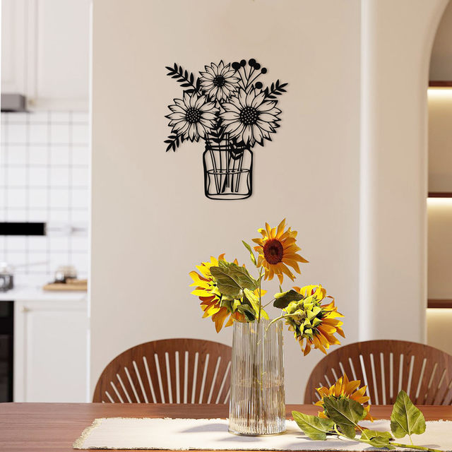 Decorazione Parete Girasole In Metallo - 31cm Per Interni Ed Esterni - Foto 7