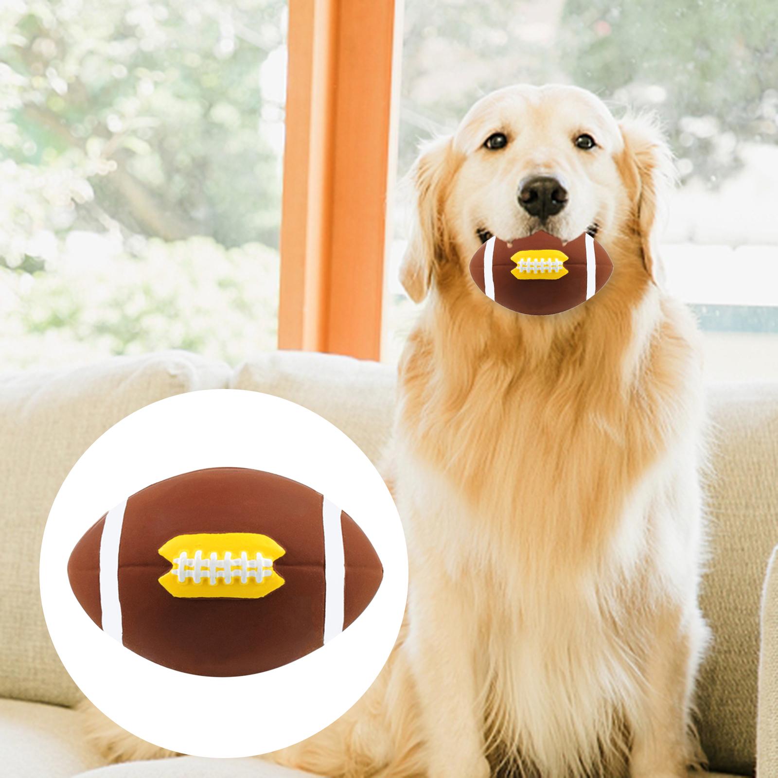 Pet Dog Toys Teething Squeaky Balls Interactive Chew Toys Puppy Playing Training Rubber Rugby for Small Medium Large Dogs