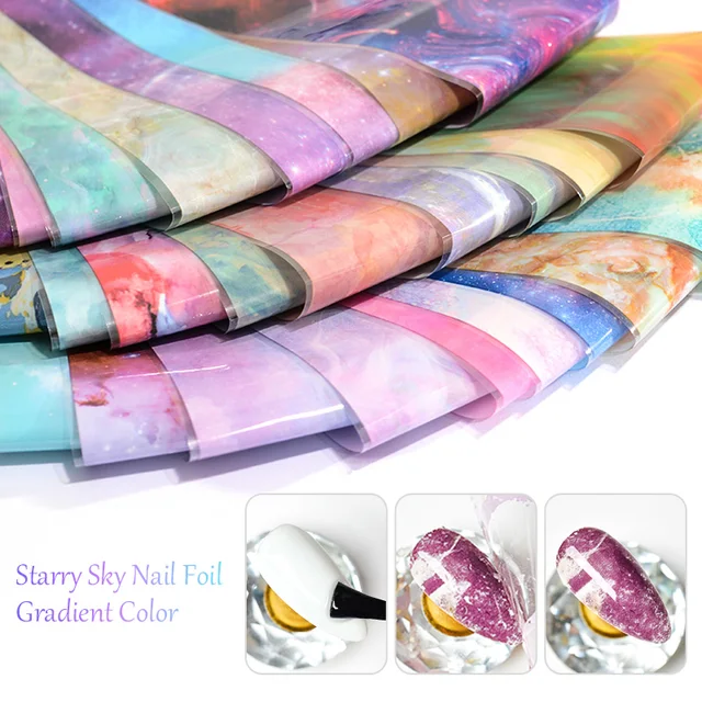 Foil for Nails Nail Art Transfer Foil Holographic Adhesive Decal Starry  Glue Foil Nail Tip Manicure Tool Decoration