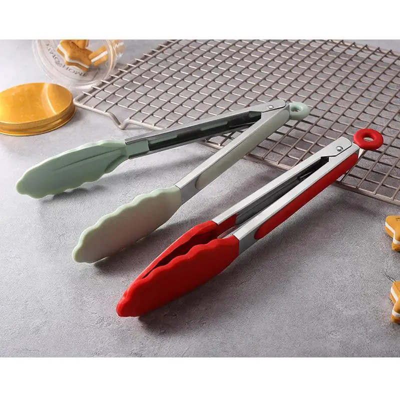 Food grade silicone food tongs creative non-slip silicone bread tongs serving tongs kitchen appliances barbecue tools accessories