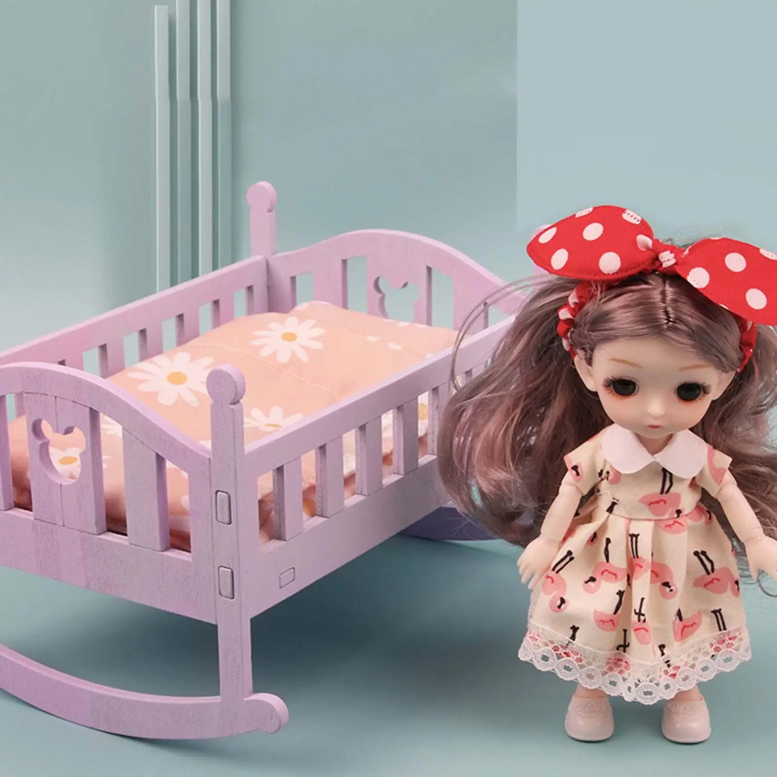 Doll Toys Makeup Smooth Hair with Doll Bed Dressup Cute for Birthday Gift