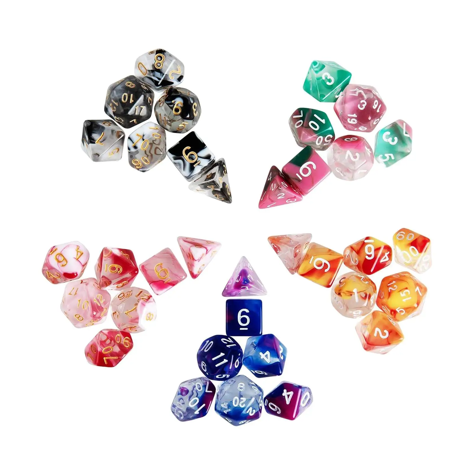 35 Pieces Acrylic Polyhedral Dices Set D4 D8 D10 D12 D20 Bar Toys Entertainment Toys for Card Games RPG Board Game