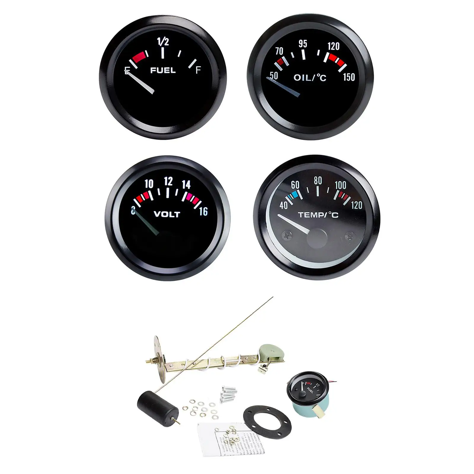 Fuel Gauge Meter Universal Racing Instrument Panel 12V for Spare Parts High Performance Durable Car Accessories Replaces