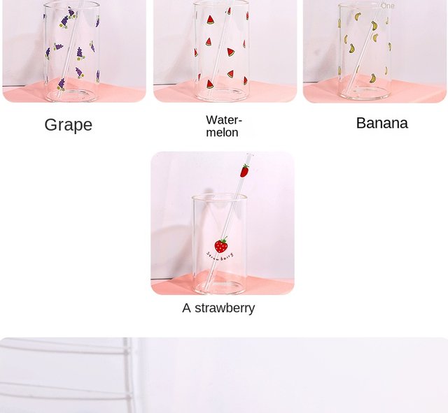 1PC 300ml 10oz Creative Heat Resistant Transparent Strawberry Cute