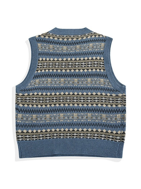 Gmiixder Men Retro Striped Knit Vest Spring Autumn Loose