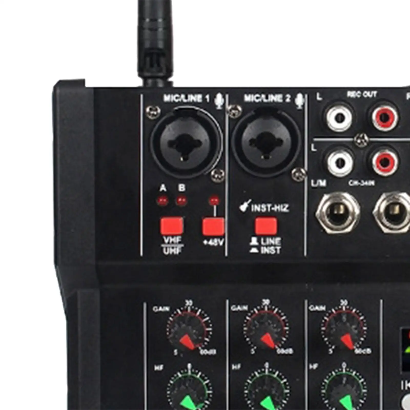 4 Channels Mixer with Microphone Durable Instant Listening USB Multi Inputs and Outputs Karaoke Music Professional EU Adapter