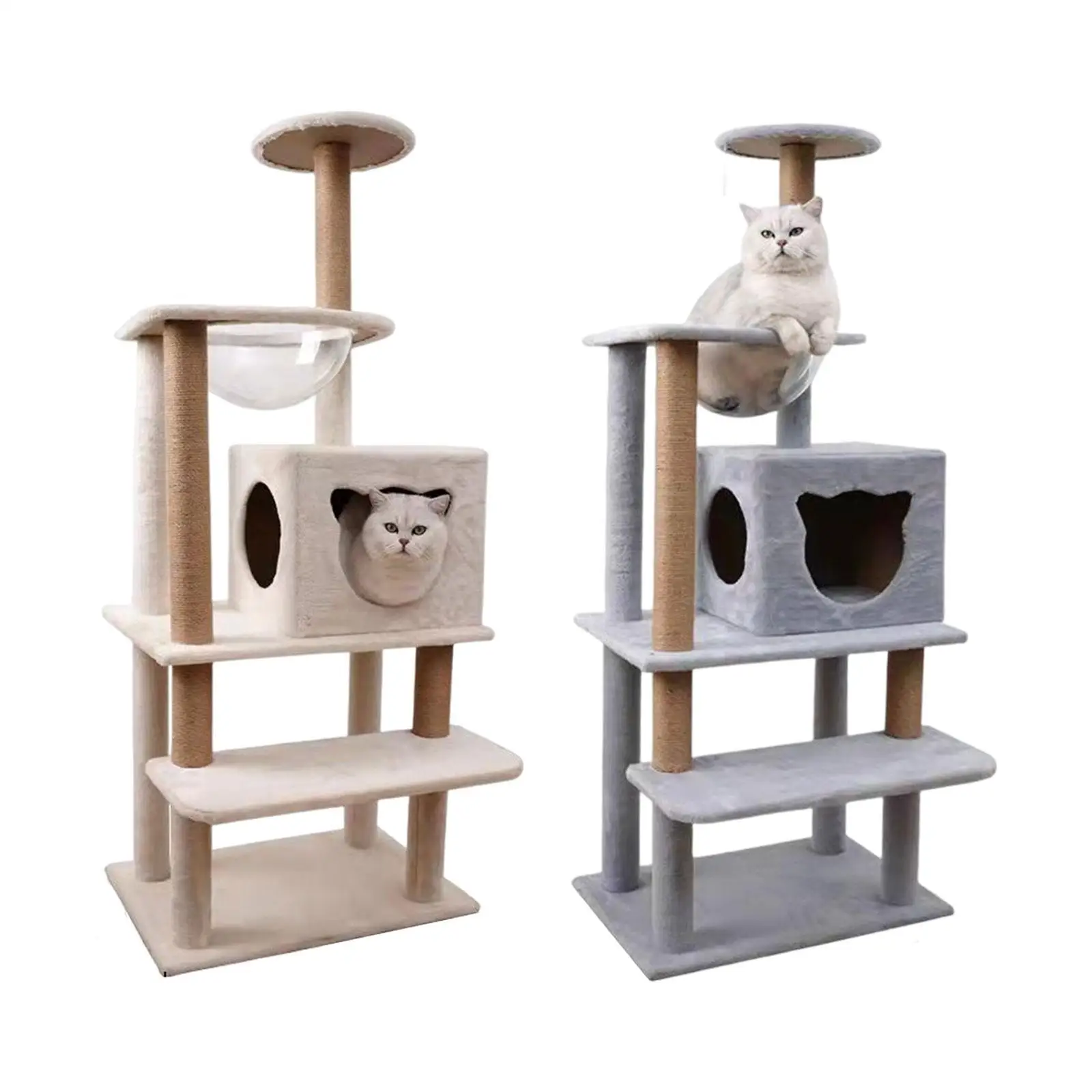 Velvet Cat Tree Towers Cat Condo Animal Sharpen Claw Toy Plush Perch Interactive Cat Scratching Post for Furniture Protector