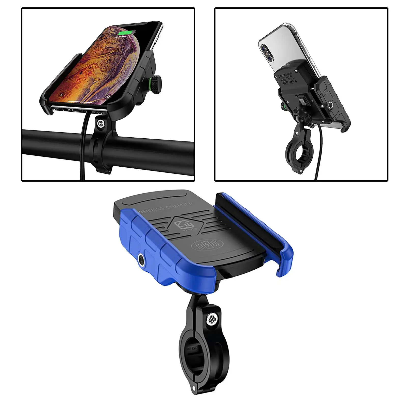 Motorcycle 15W   Phone Holder Fast Charging for 3.5-6.5 inch Cellphones ATV