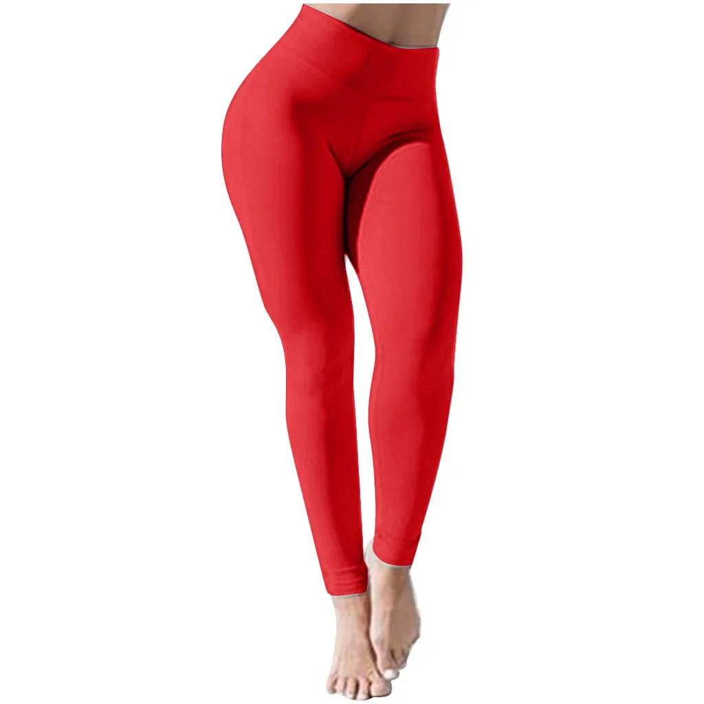 Leggings Womens Elastic Butt Lifter Pants Trousers Fitness Solid Color High Waisted Leggings Gym Wear Belly Control Pantalones