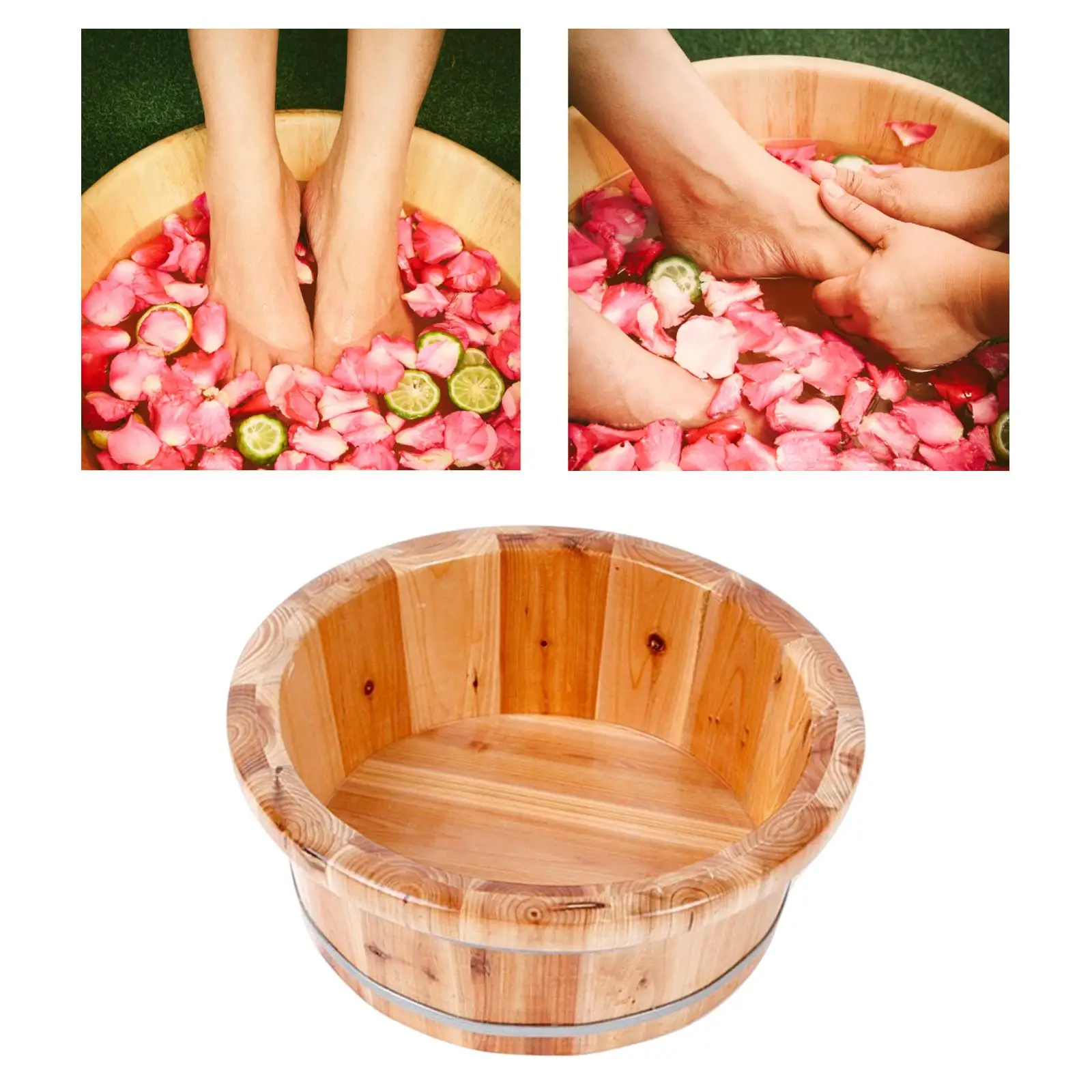 Cedar Wooden Foot Basin Tub Bucket for Foot Bath Massage Spa Sauna Soak Wood Foot Spa Bath Basin Tub