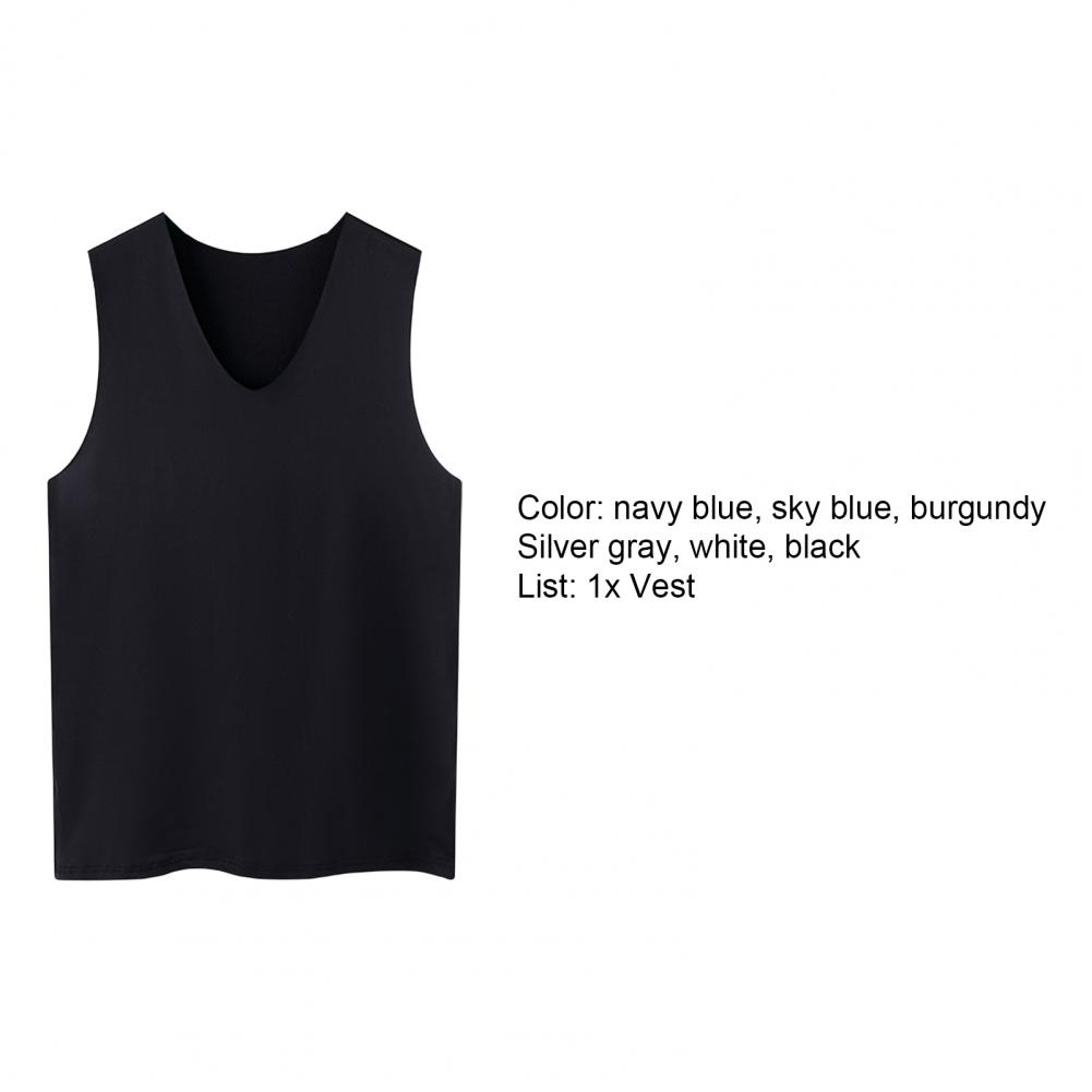 Men Vest Sleeveless V-Neck Quick Dry Ice Silk Vest T-Shirts Tank Top for Daily Wear