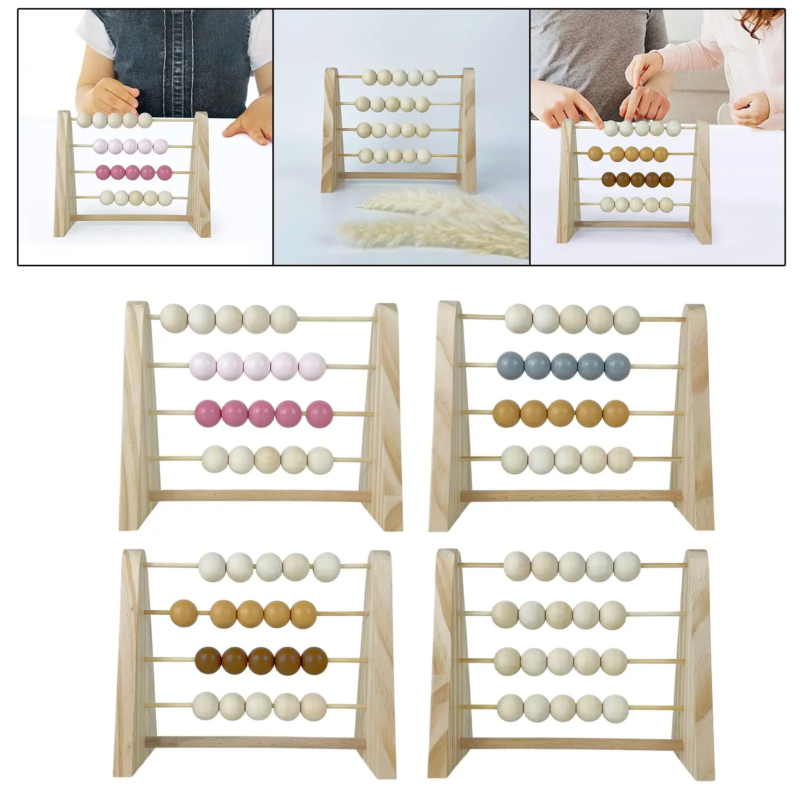 Wooden Abacus for Kids Math Wooden Beads Counting Frame for Boy Girl Kids