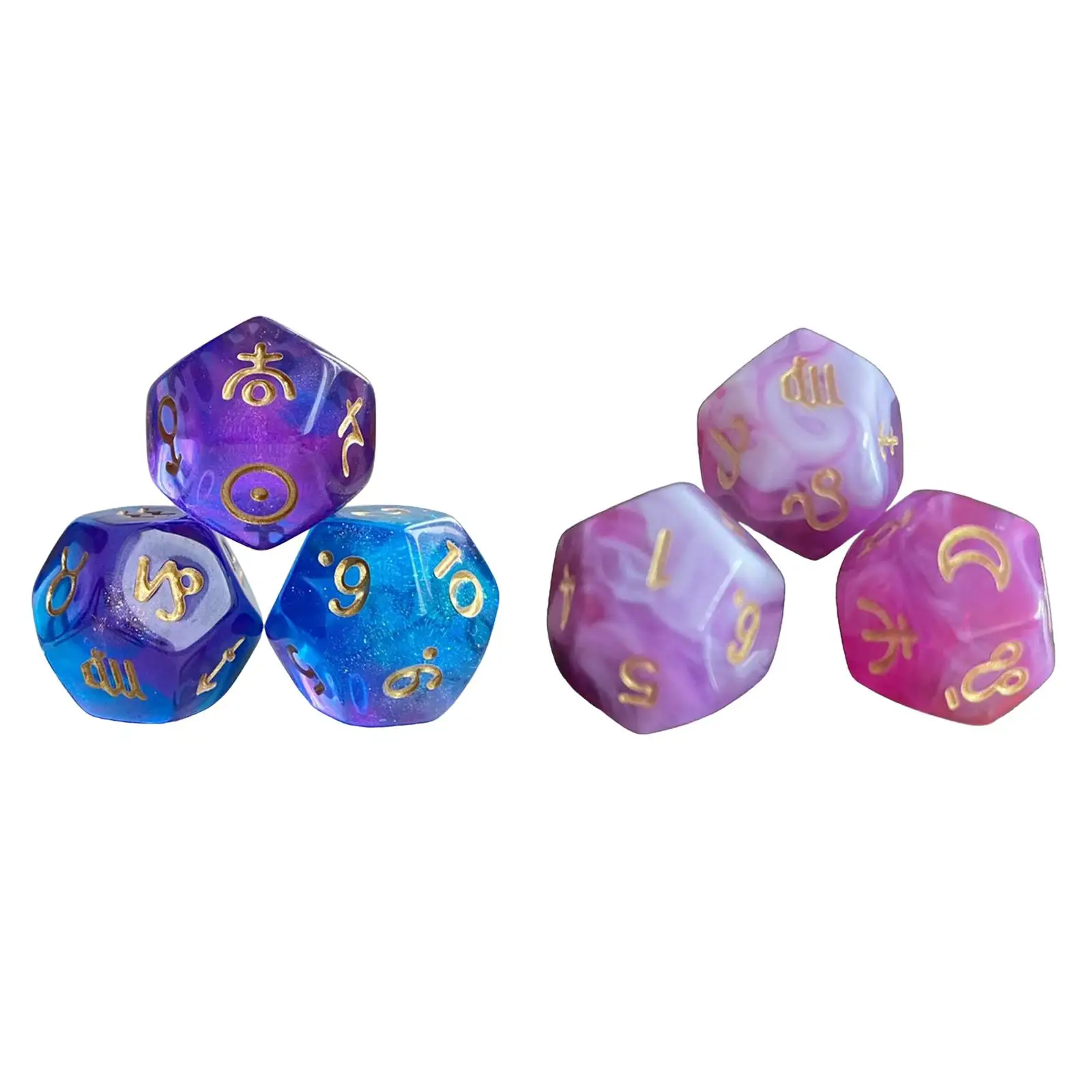 3 Pieces Astrology Signs Dice Exquisite Crafts Multi Sided Dices Collection Acrylic D12 Dice for Party Toy Role Playing Game