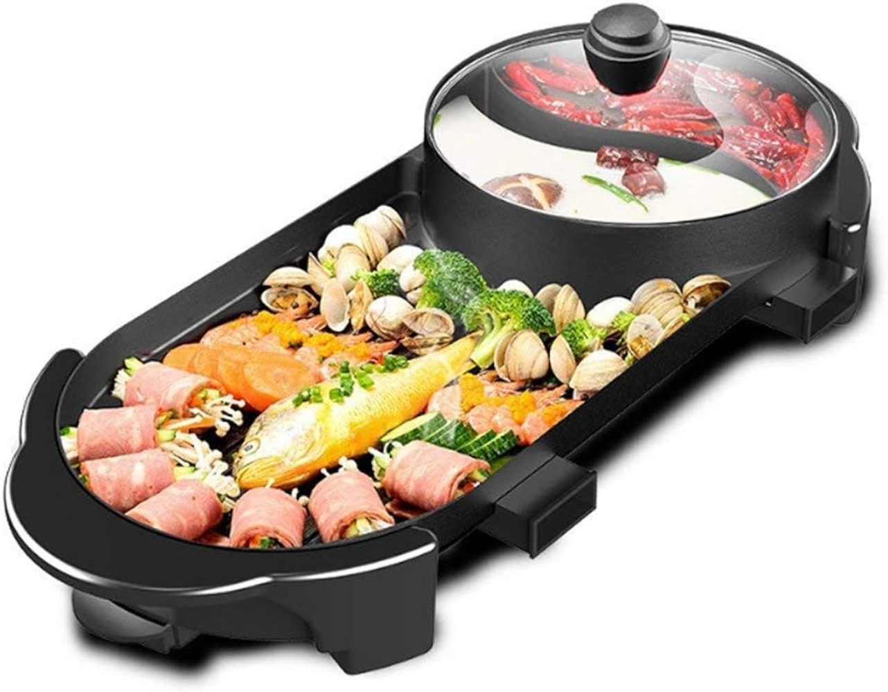 Title 1, SEAAN Hot Pot with Grill, Electric Indoor Shabu...