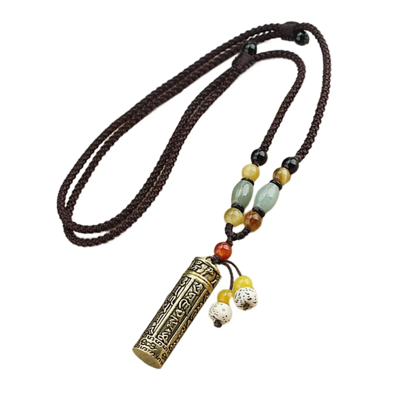 Tibetan Gawu Box Pendant Necklace, Buddhist Praying Accs Collectibles Urn Necklace