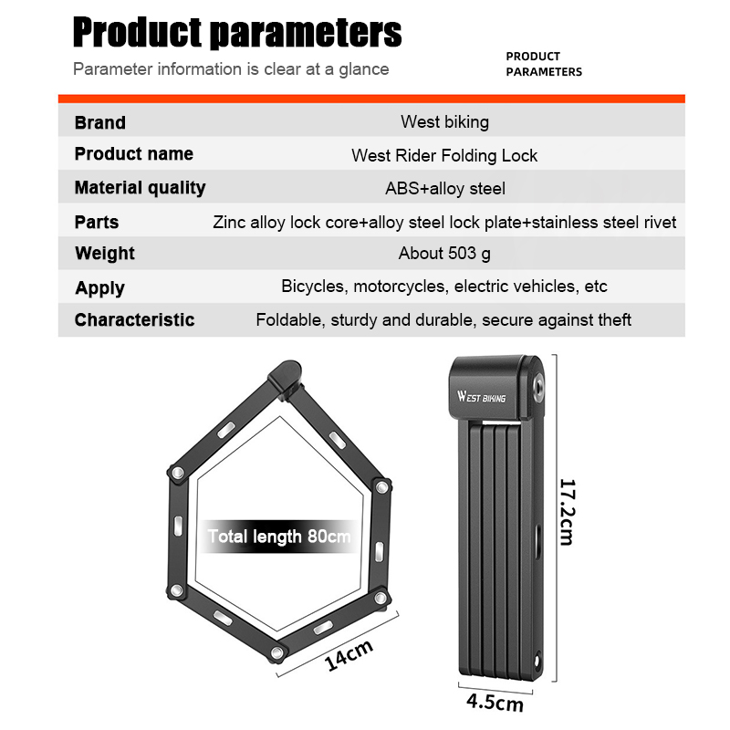 Title 5, Foldable Bicycle Lock Anti Theft MTB Road Cycli...