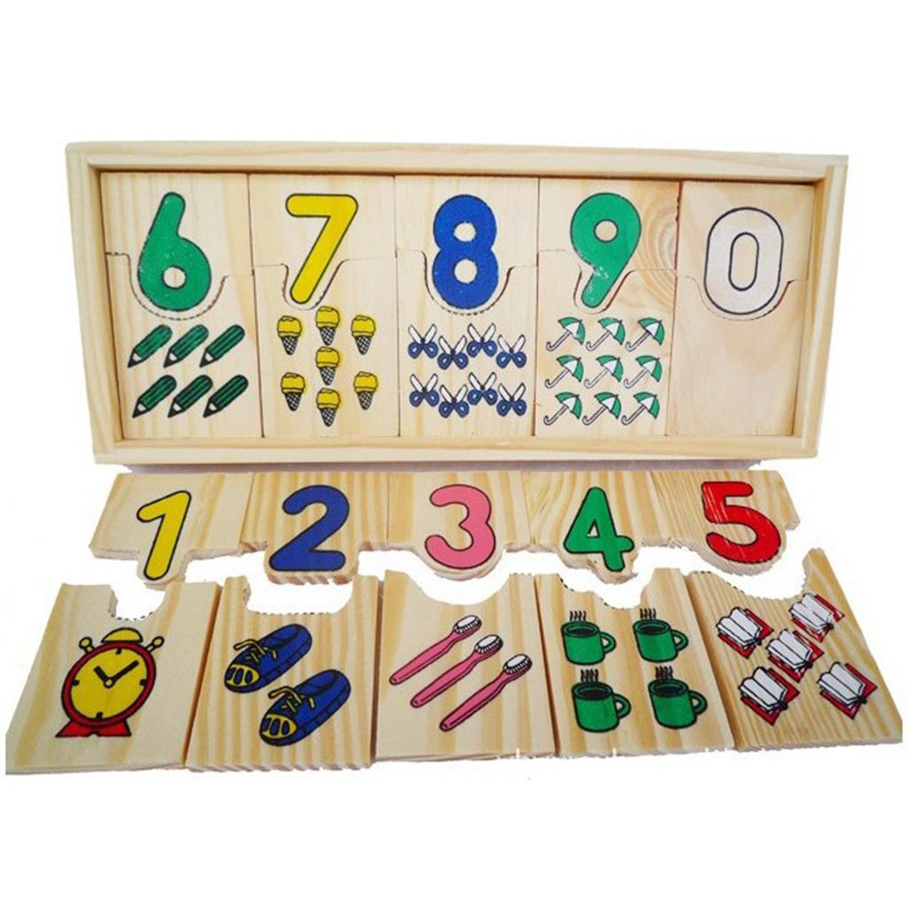 Self-Correcting Number Puzzles Developmental Toys Wooden 20 Pieces, Great Gift for Girls and Boys -  3, 4, 5 Year Olds