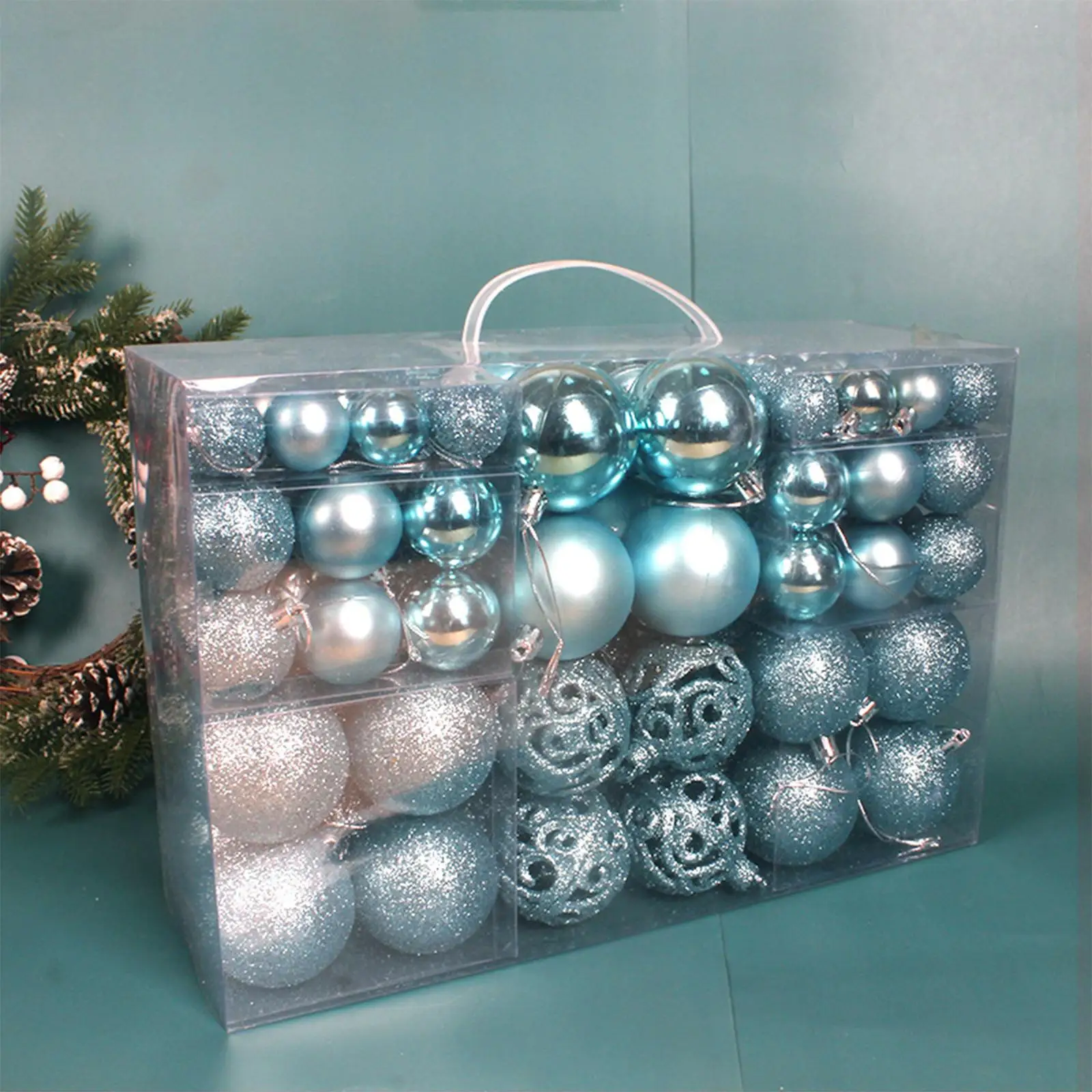 100Pcs Hanging Christmas balls Shatterproof Pendants Xmas Baubles for New Year Festival Ornaments