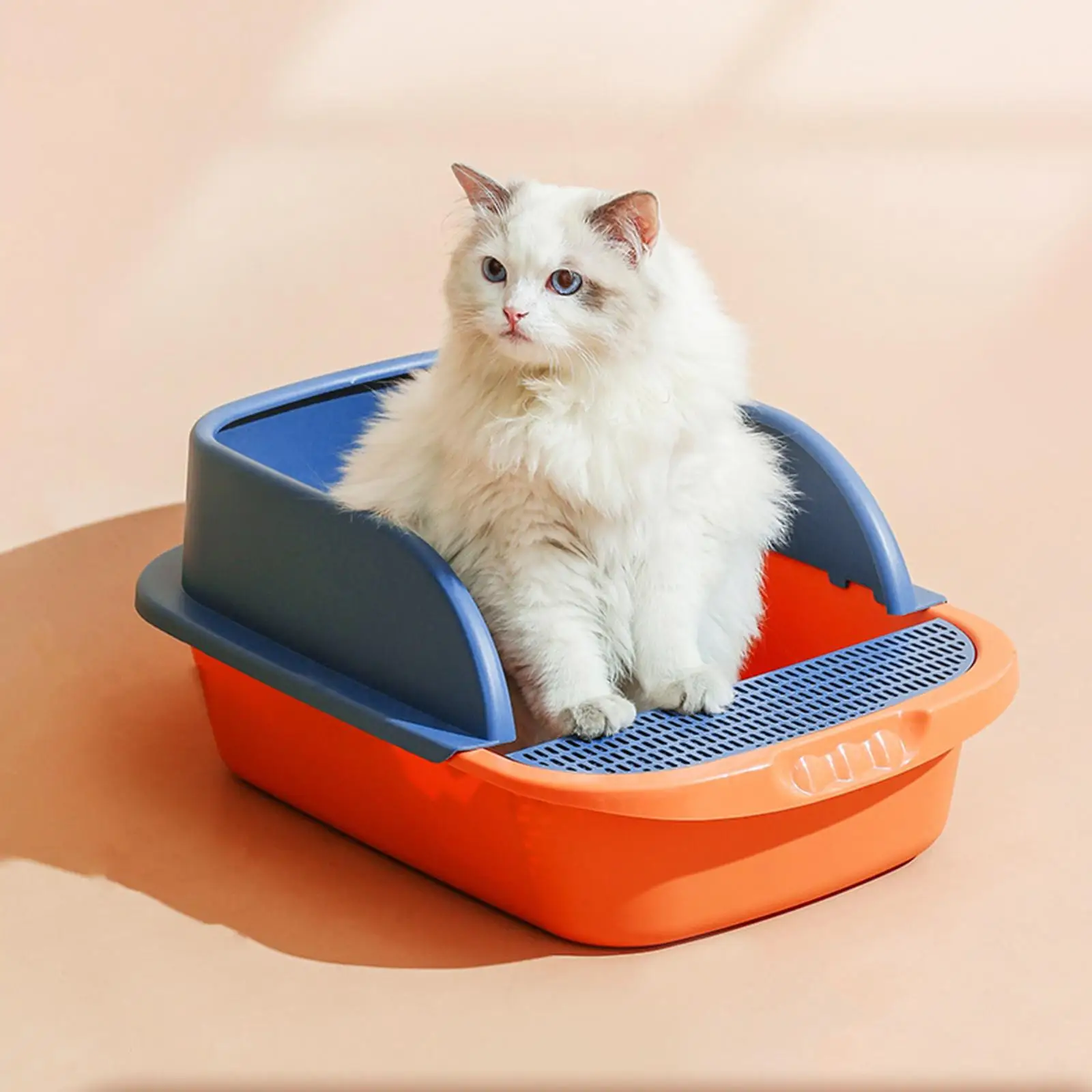 Pet Litter Tray Open Top Semi Closed Toilet Rabbit Cat Litter Box with Scoop