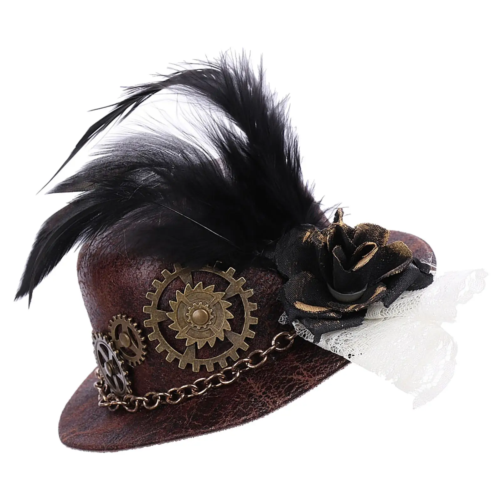 Retro Punk Gothic  Hat  Feather Hair Clip, Accessories for  Carnival  Costume DIY Yourself Jazz Hat