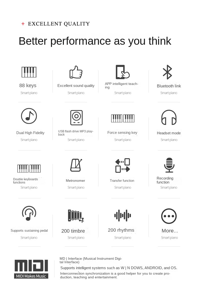 Title 10, E-Piano, 88 Tasten, tragbar, schwer, Hammer, Mi...