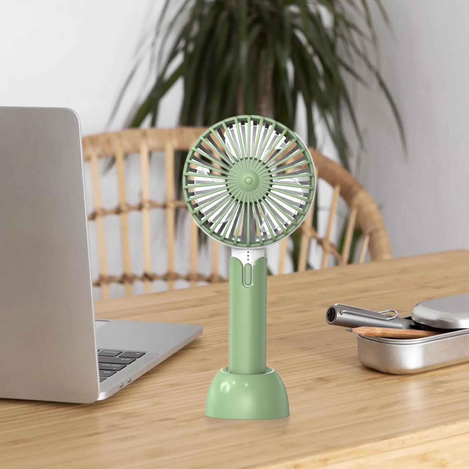 Handheld Fan Compact Quiet Desk Fan with Base, 3 Speeds Mini Portable Fan Summer Pocket Fan for Traveling Home Office Hiking