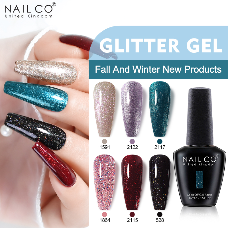 Best of NAILCO Glitter Reflective Series Gel Nail Polish Nails Art Semi Permanent Varnish Sparkling Winter Color Nail Gel UV Lamp 15ML Reviews & Tips