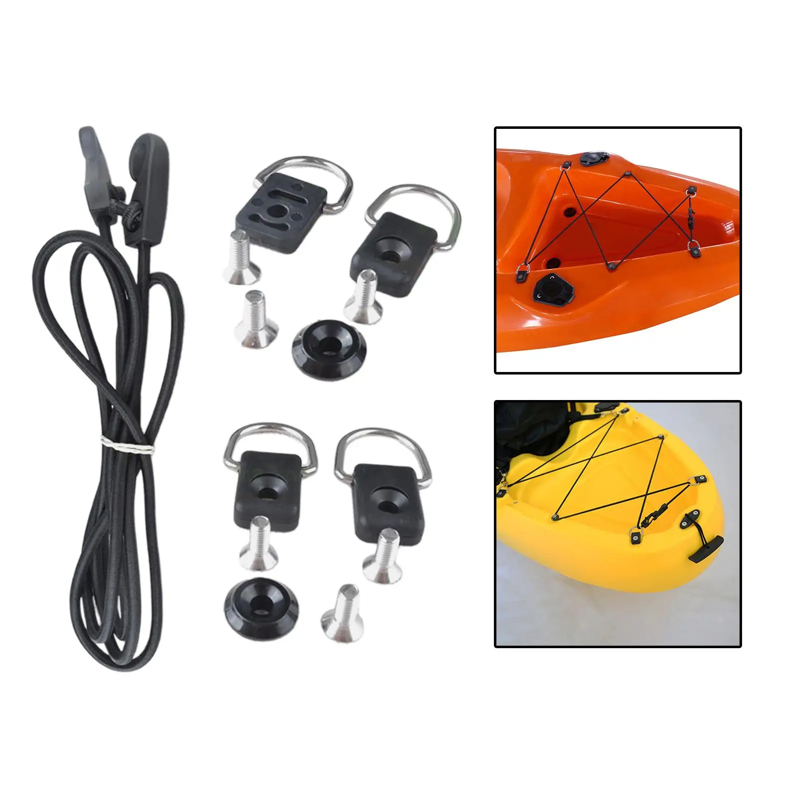 Kayak Deck Rigging Kit Bungee Cord Installation Deck Fitting Fishing Rigging Bungee Kit Accessory for SUP Surfboard Sailing Boat