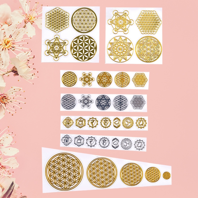 7 Chakra Geometric Copper Energy Tower Orgonite Stickers Flower Life Tree Pyramid Epoxy Resin Material Jewelry Making