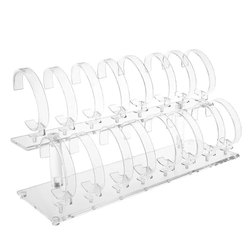Acrylic 2-Tier Jewelry Wrist Watch Displays Rack Holder Case Stand Tool Bracelet Jewelry Packaging Stand