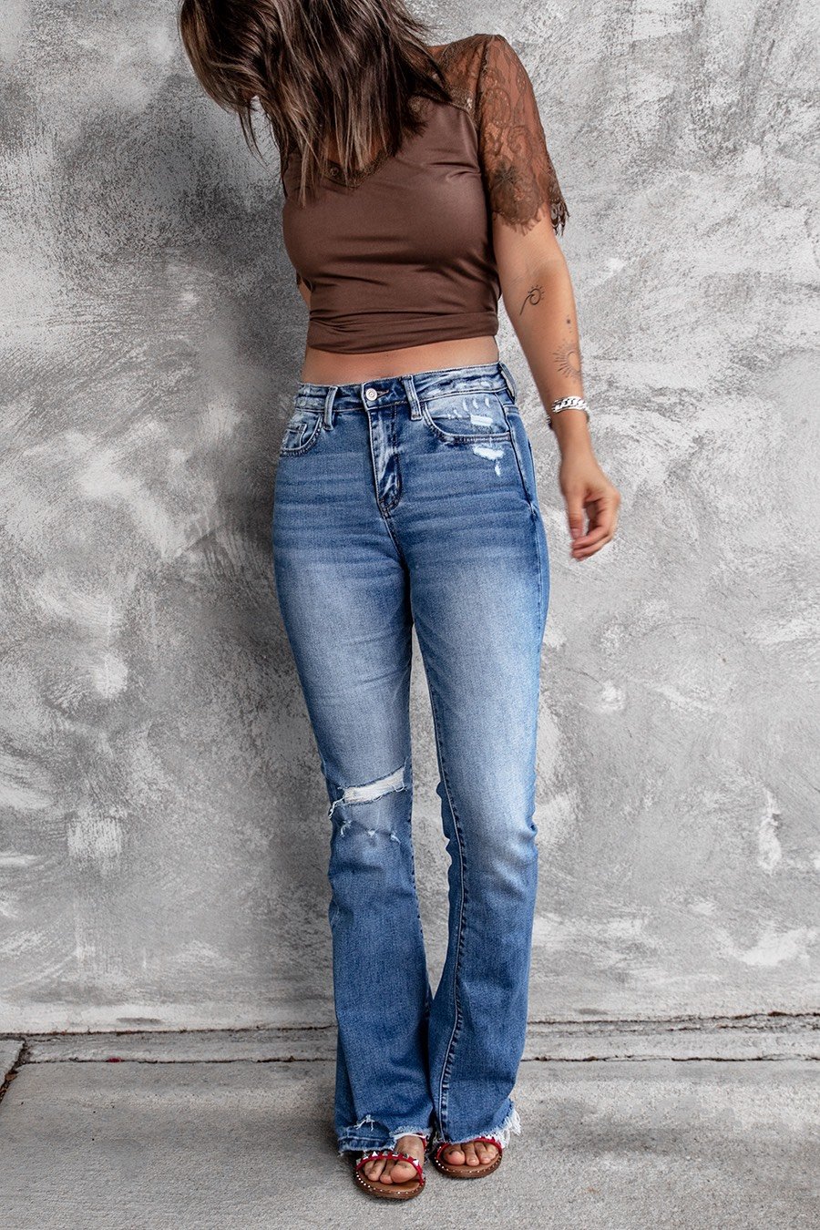 2022 Spring Women's Ripped High Waist 