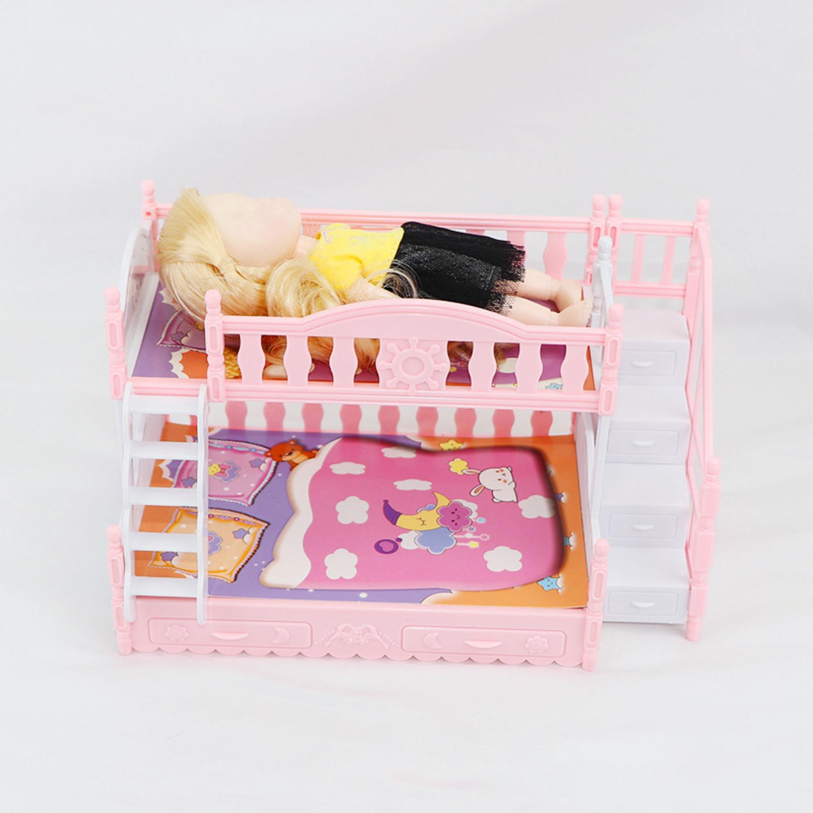 Doll House Furniture 1:12 1/12 Mini Straight Ladder Play House 17cm Double Bed Model Replacemets Bunk Beds Toys for 6+ Years Old