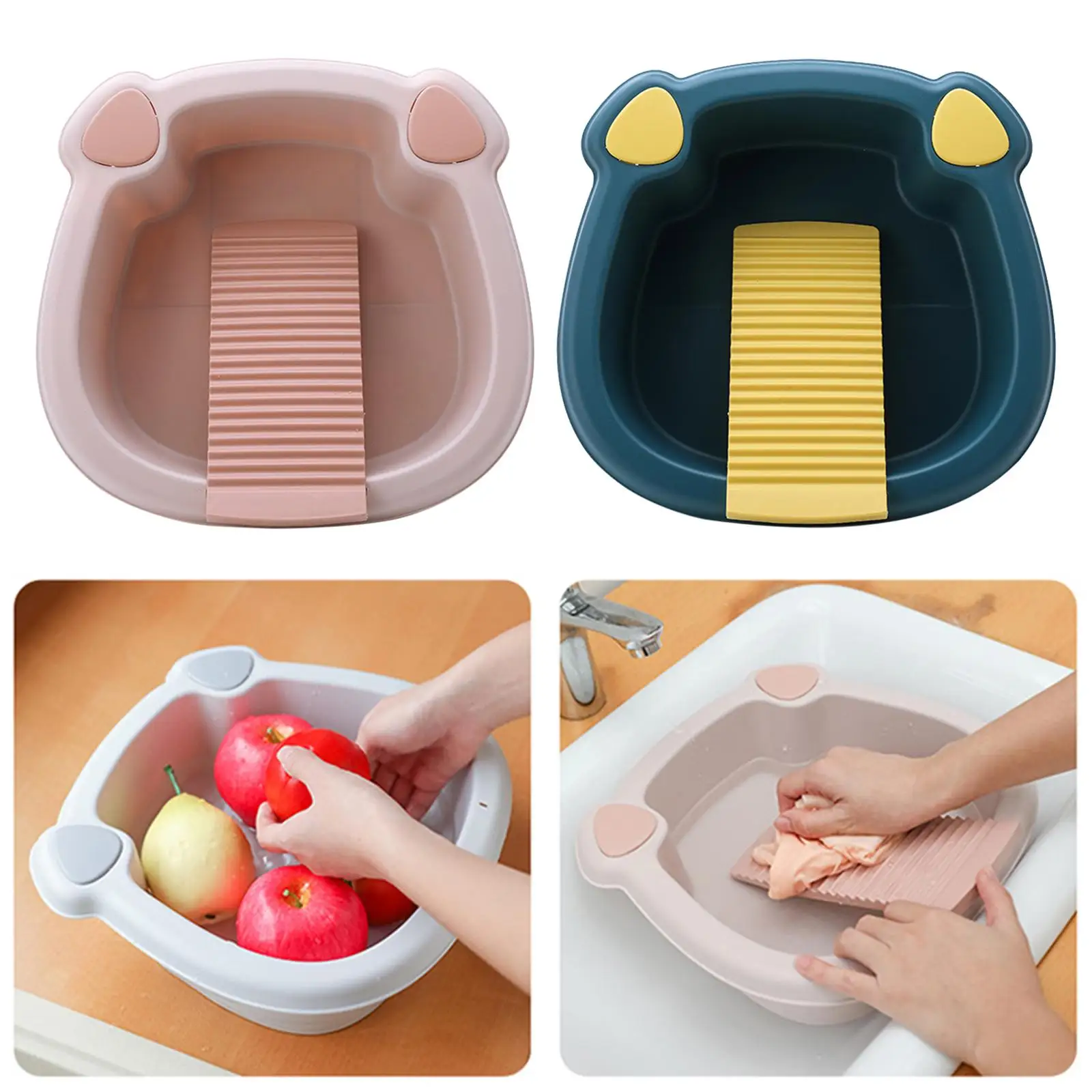 Convenient Washing Clothes Washboard Compact Non Slip Hand Washing Cute Lightweight Washtub for Blouses Home Shirts Pants