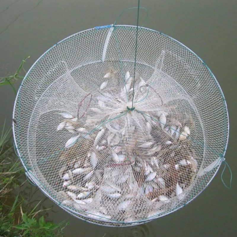 1pcs Foldable Fishing Shrimp Fish Crab Bait Net Trap 4 Holes Crayfish Lobster Fishnet Cast Dip Cage 33*12cm