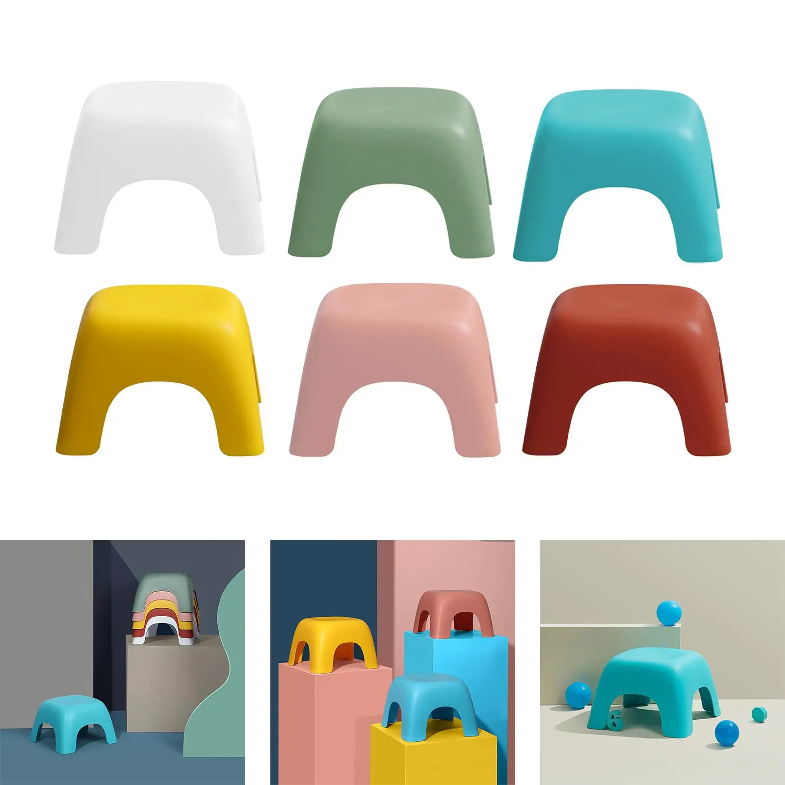 Minimalist Modern Square Stool Non Slip Stool Kids Chair Portable for Bedroom Home