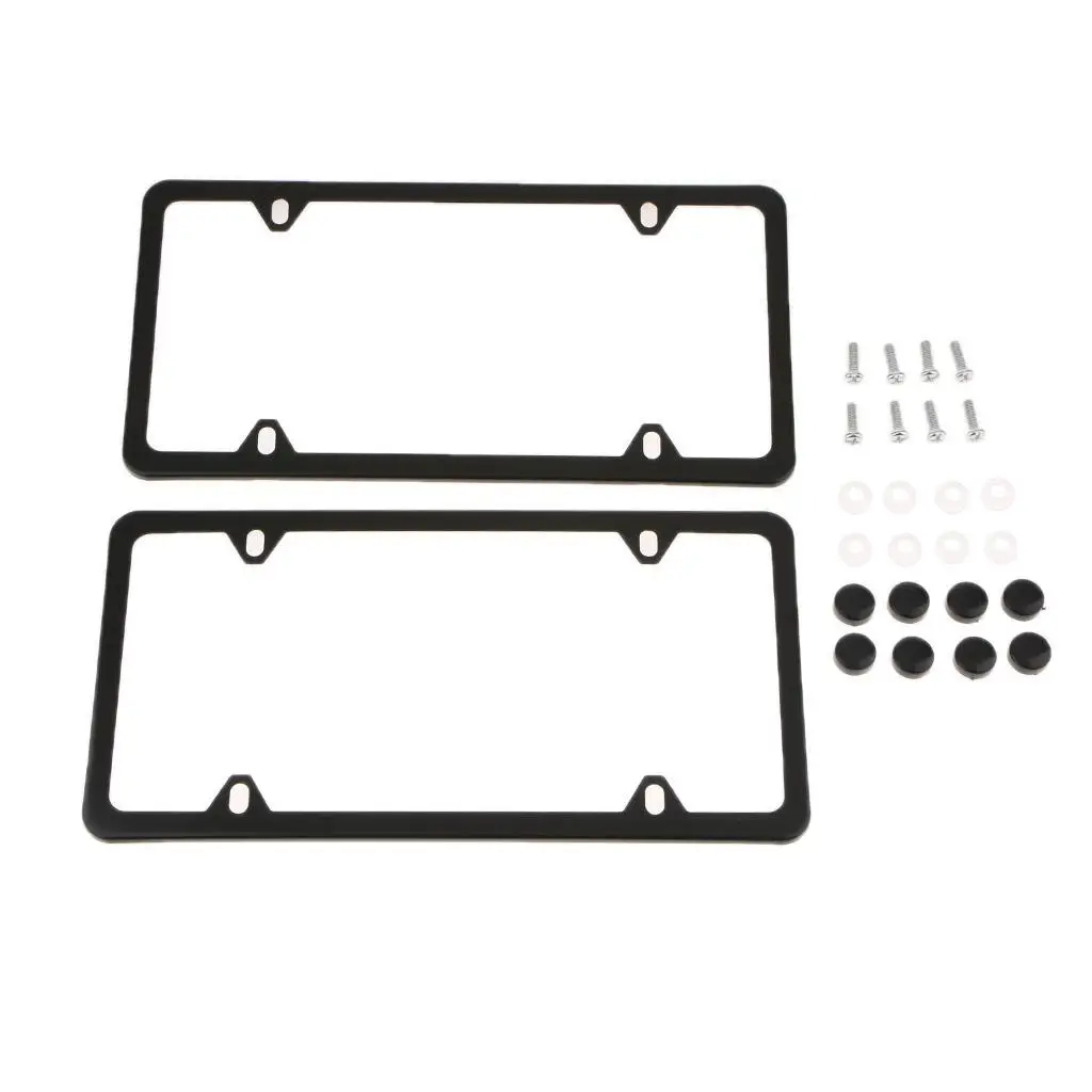 2 Pieces Car Polish Stainless Steel License Plate Frame with 4 Holes