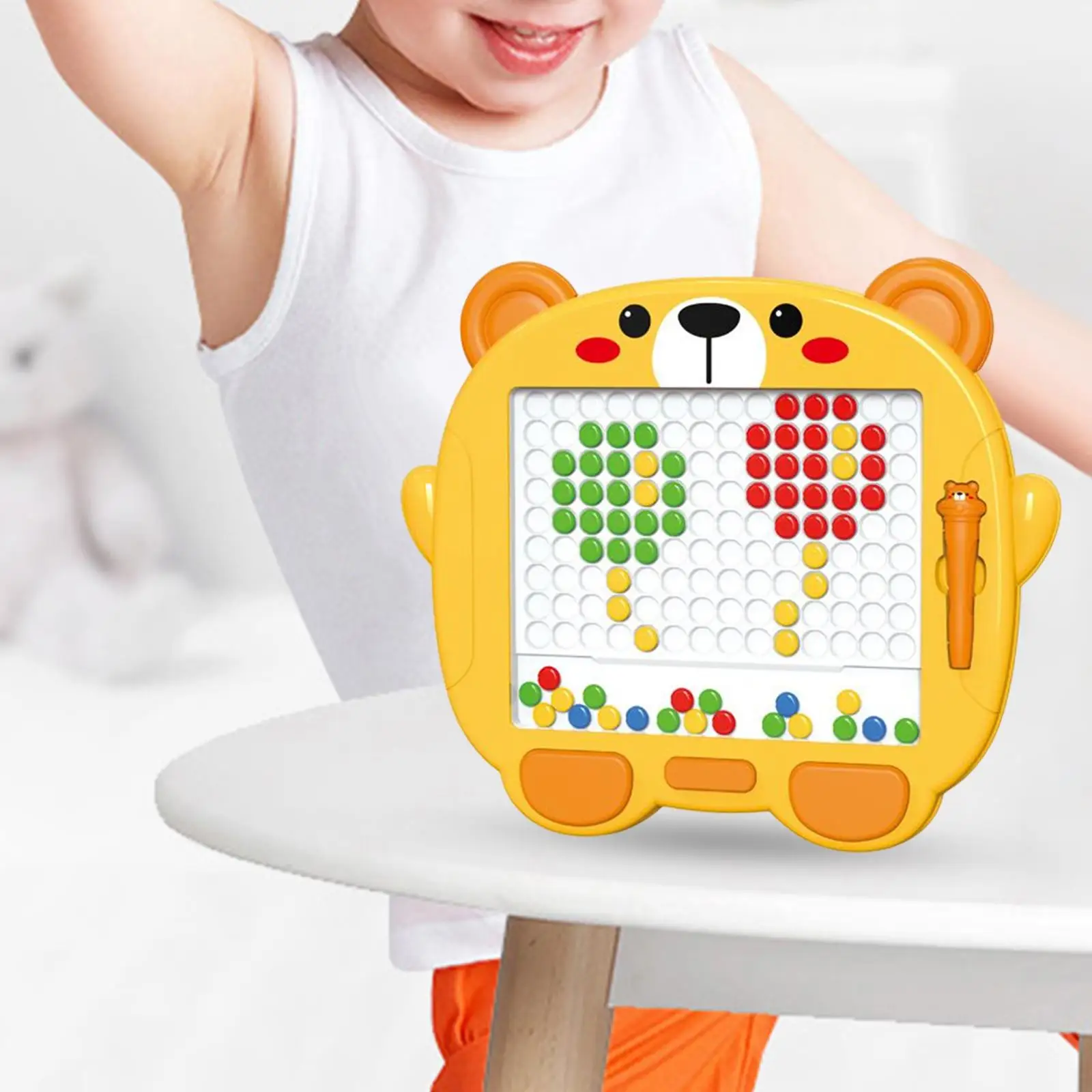 Portable Drawing Board Early Education Color Recognition with Colourful Beads Painting Board for Toddlers Boys Holiday Gift
